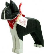 Carved Wood Boston Terriers