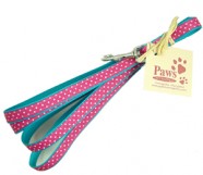 White Dot on Pink, Teal Web 1/2" width Leashes