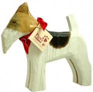 Carved Wood Wire Fox Terriers
