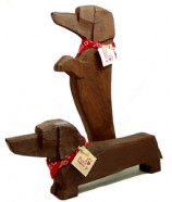 Carved Wood Red Dachshunds