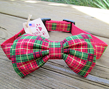 Red Plaid Christmas Dog Bow-tie Collars